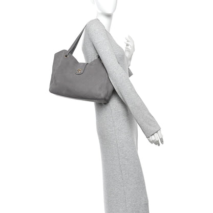 Grained Nubuck Caviar Quilted Large Shopping Bag Grey