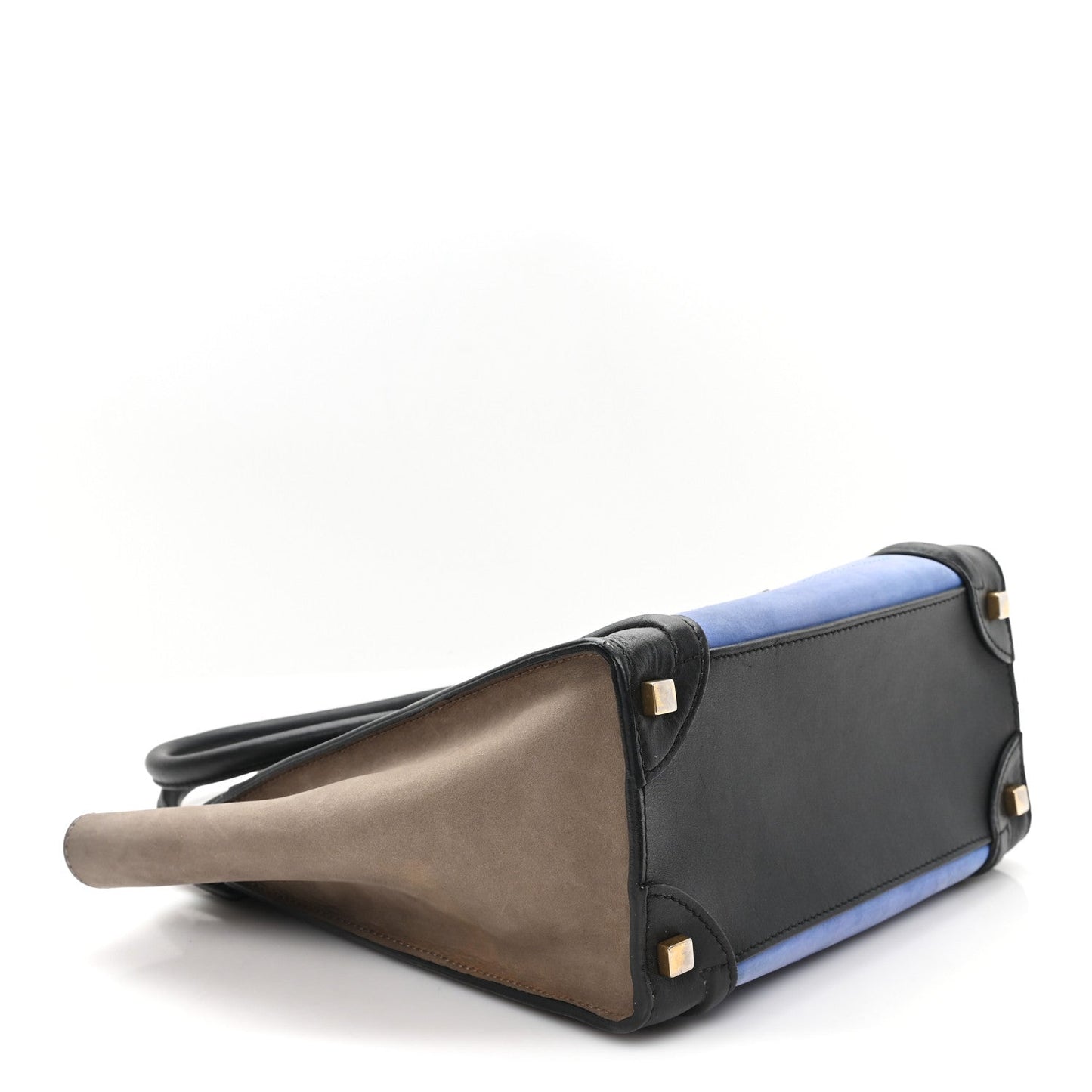 Calfskin Nubuck Suede Micro Tri-Color Luggage Porcelain