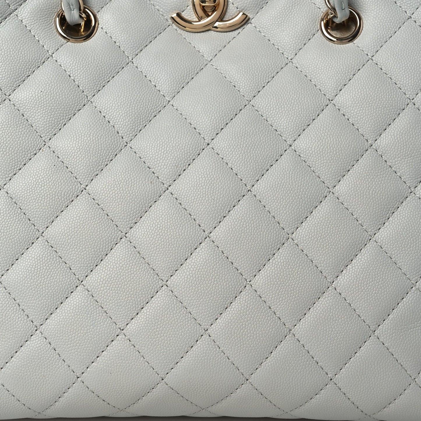 Caviar Quilted Shopping Tote Light Green