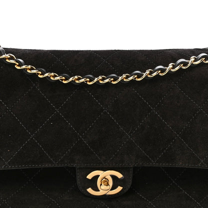 Suede Calfskin Small Souplissimo Maxi Flap Black