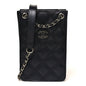 Calfskin Quilted Crossbody CC Phone Holder Black