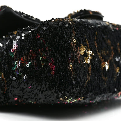 Sequin CC Small Single Flap Black Multicolor