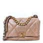 Shiny Lambskin Quilted Medium Chanel 19 Flap Beige