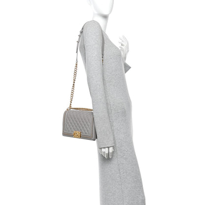 Caviar Quilted Chain Around Medium Boy Flap Grey