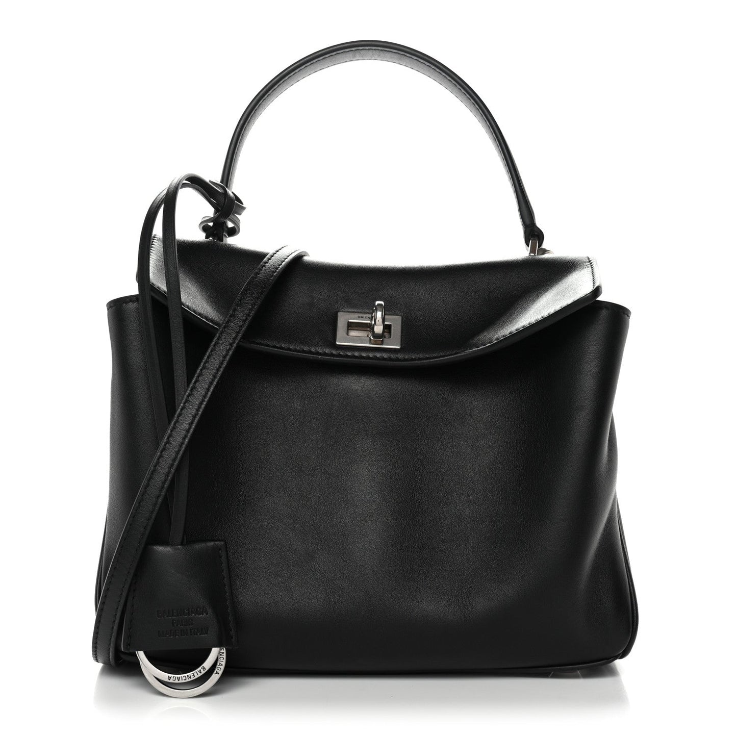 Natural Smooth Calfskin Mini Rodeo Top Handle Handbag Black