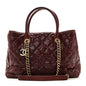 Glazed Caviar Quilted Small Shiva Tote Burgundy