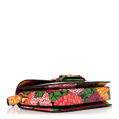 X KEN SCOTT New Shangai Calfskin Pomponica Print Horsebit 1955 Shoulder Bag Multicolor Fuxia Pompon