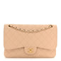 Caviar Quilted Jumbo Double Flap Beige Clair