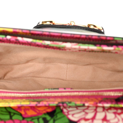X KEN SCOTT New Shangai Calfskin Pomponica Print Horsebit 1955 Shoulder Bag Multicolor Fuxia Pompon