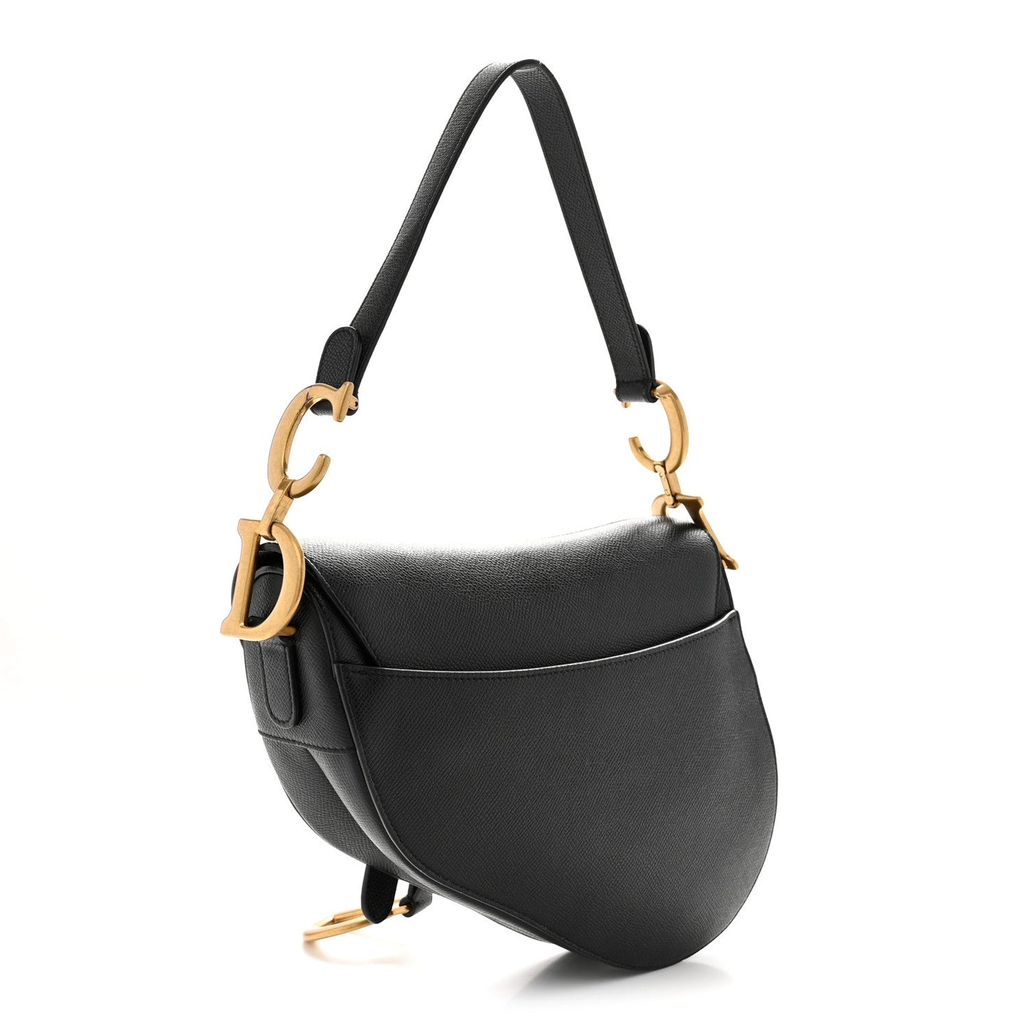 Grained Calfskin Saddle Bag Black