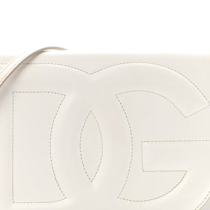 Calfskin DG Logo Flap Crossbody Bag White