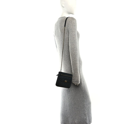 Lambskin Quilted Square Front Pocket Clutch With Chain Black