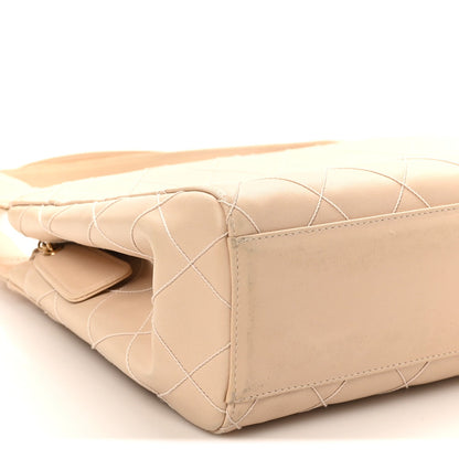 Calfskin Quilted Small Shopper Pink
