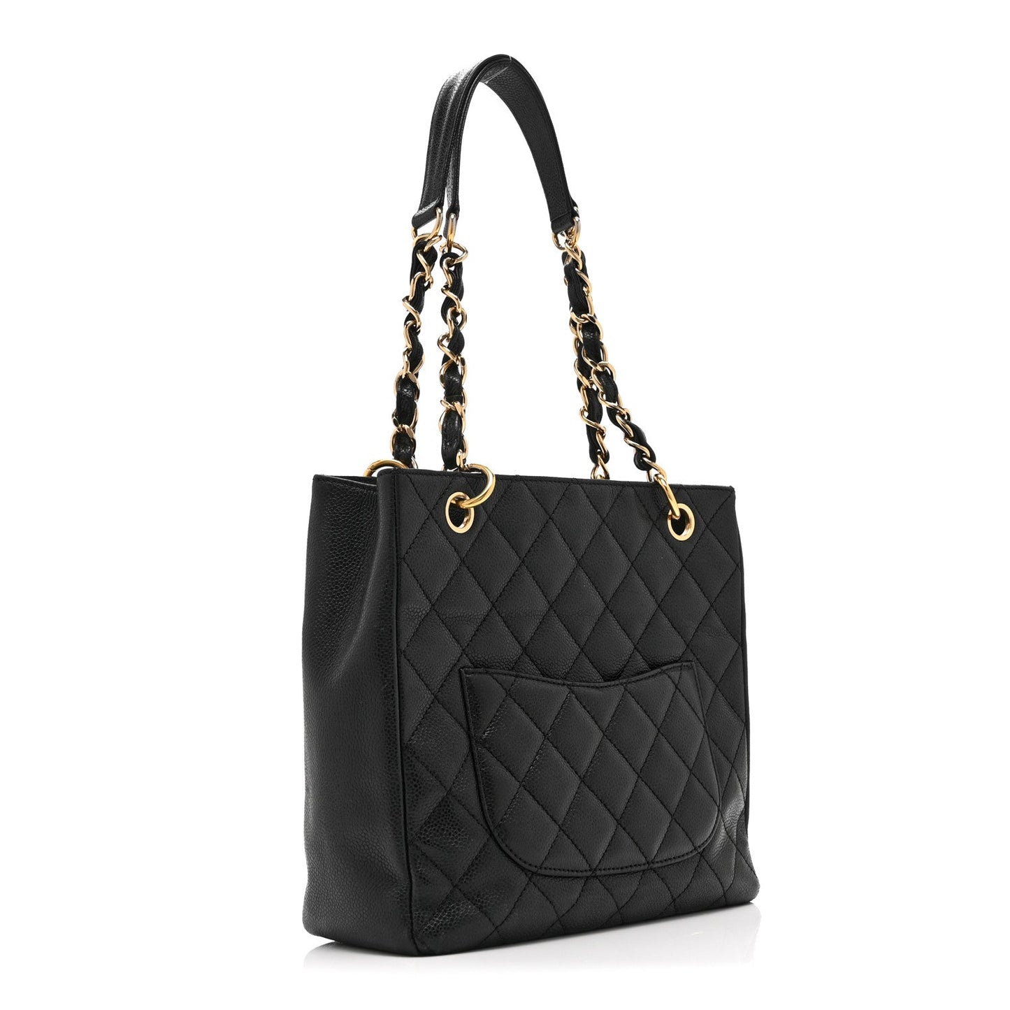 Caviar Quilted Petit Shopping Tote PST Black
