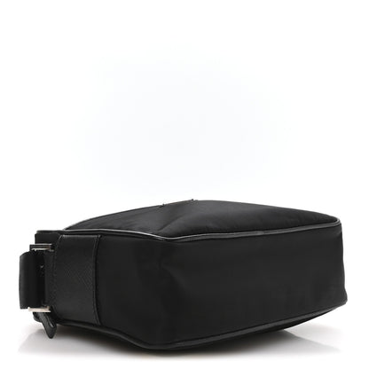Re-Nylon Vela Saffiano Pocket Double Zip Shoulder Bag Black