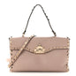 Pebbled Calfskin Medium Rockstud Top Handle Shoulder Bag Poudre