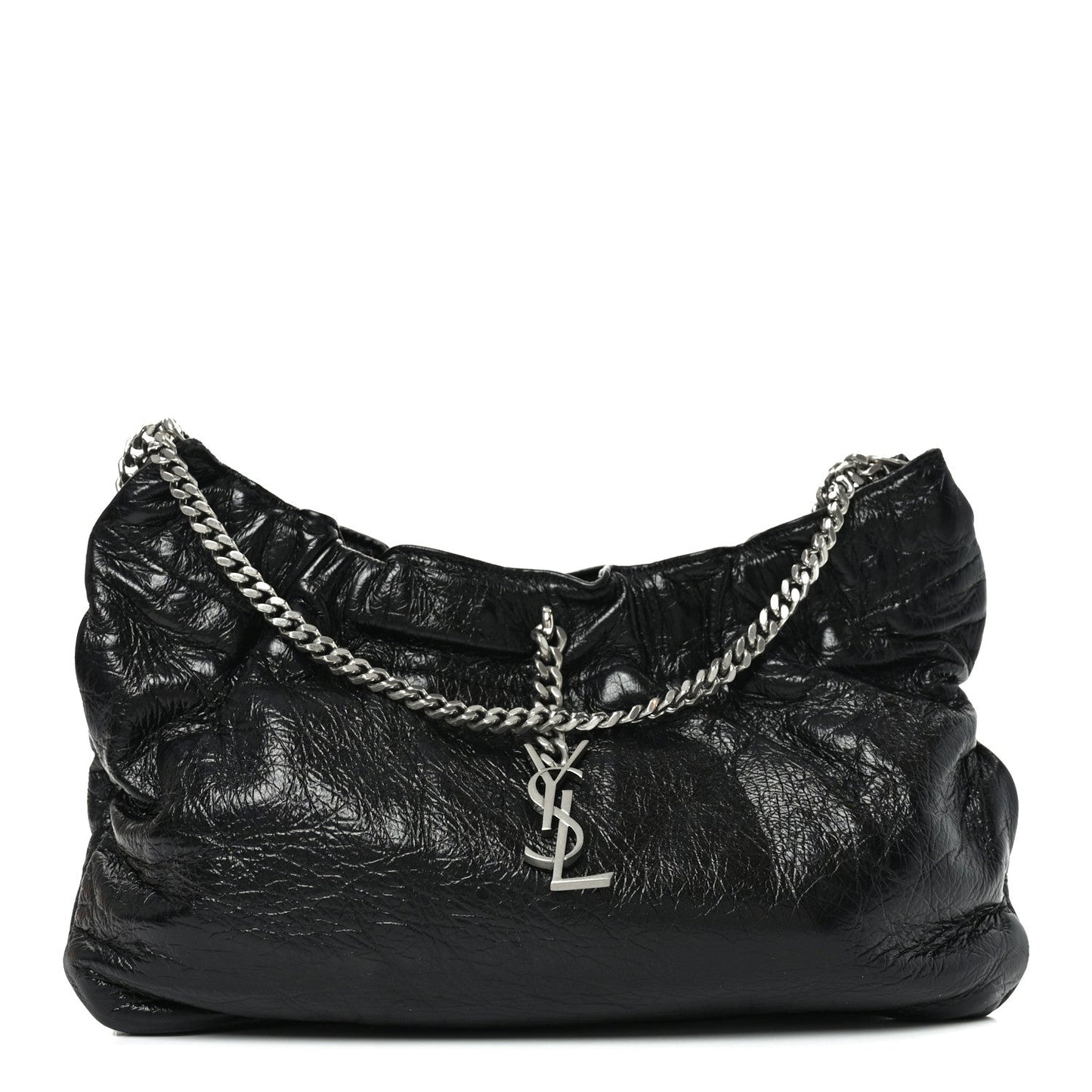Calfskin Pac Ruched Hobo Black