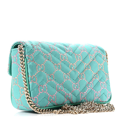 Canvas Lame GG Monogram Super Mini GG Marmont Shoulder Bag Turquoise Multicolor