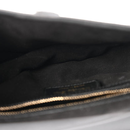 Grained Calfskin Saddle Bag With Strap Black