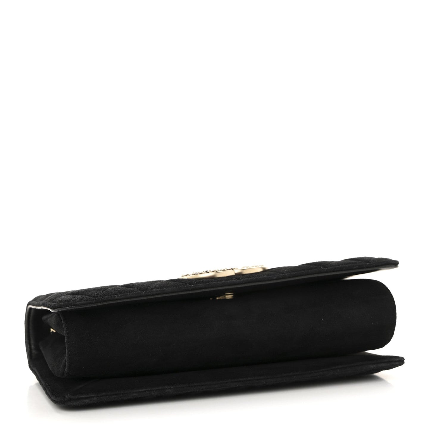 Suede Quilted Crystal Pearl CC Flap Black