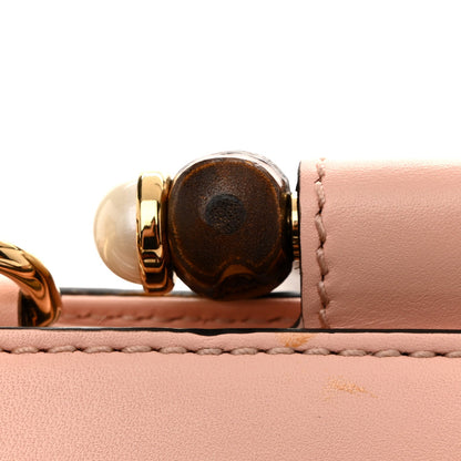 Nappa Bamboo Web Small Nymphaea Top Handle Bag Perfect Pink Mystic White