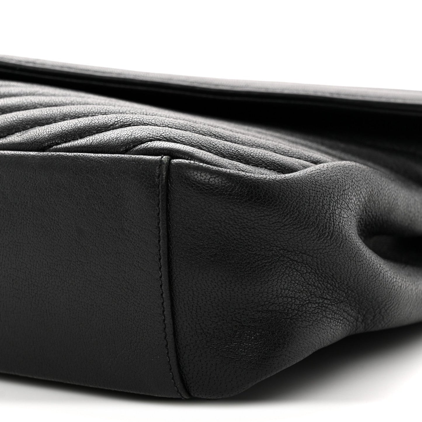Sheepskin Matelasse Chevron Monogram Large College Satchel Black