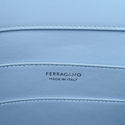Brushed Calfskin North South Wanda Top Handle Bag Sky Blue