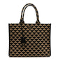 Jacquard Saffiano Triangolo Symbole Embroidered Large Tote Black Corda