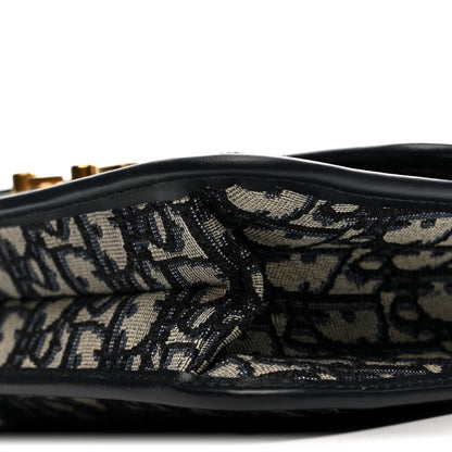 Oblique Small DiorAddict Flap Bag Navy Blue