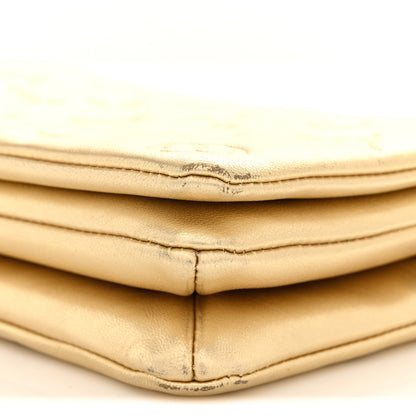 Metallic Lambskin Embossed Monogram Pochette Coussin Gold