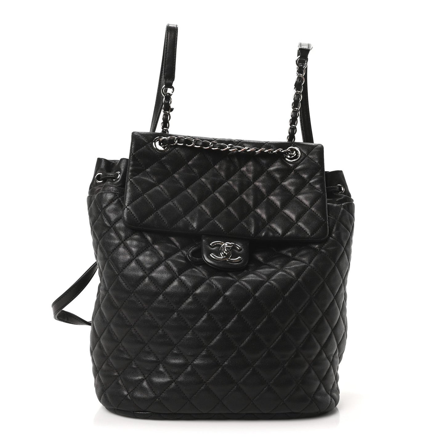 Calfskin Quilted Large Urban Spirit Backpack Black