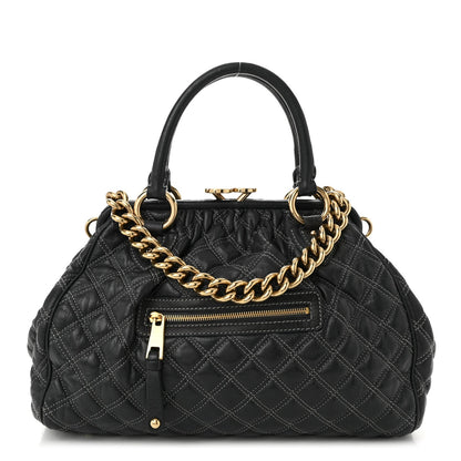 Calfskin Quilted Stam Dark Grey