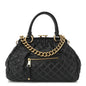 Calfskin Quilted Stam Dark Grey