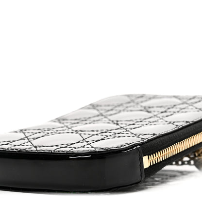 Patent Cannage Lady Dior Phone Holder Black