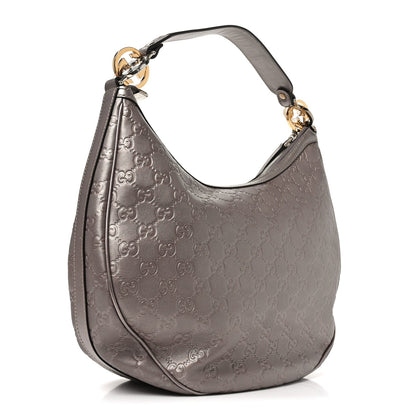 Metallic Guccissima Medium GG Twins Hobo Mauve