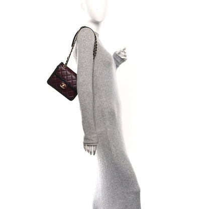 Lambskin Braided Calfskin Mini Flap Bag Dark Burgundy Black