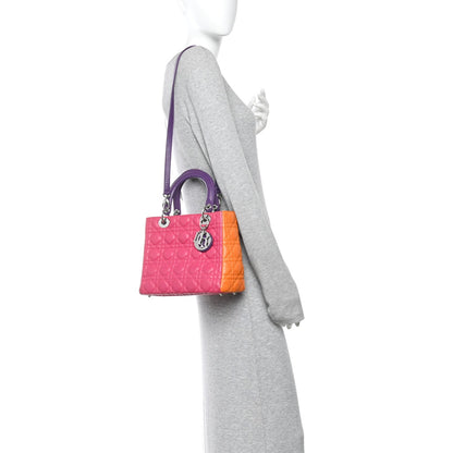 Lambskin Cannage Medium Tri-Color Lady Dior Pink