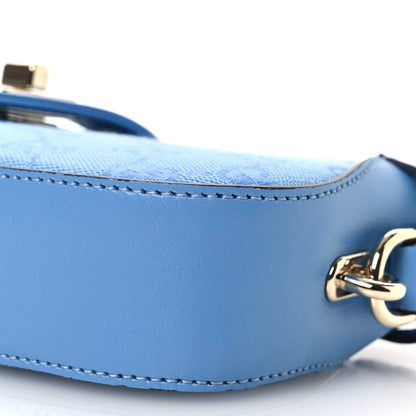 Calfskin Monogram Mini Moon Side Shoulder Bag Blue