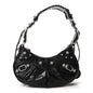Extra Supple Calfskin Crystal Crocodile Embossed Le Cagole Shoulder Bag XS Black