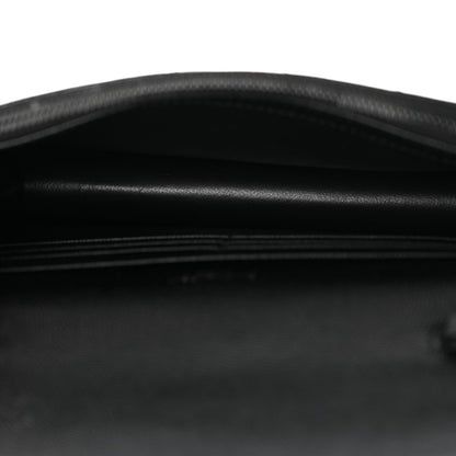 Grain De Poudre Matelasse Chevron Monogram Monochrome Envelope Chain Wallet Black