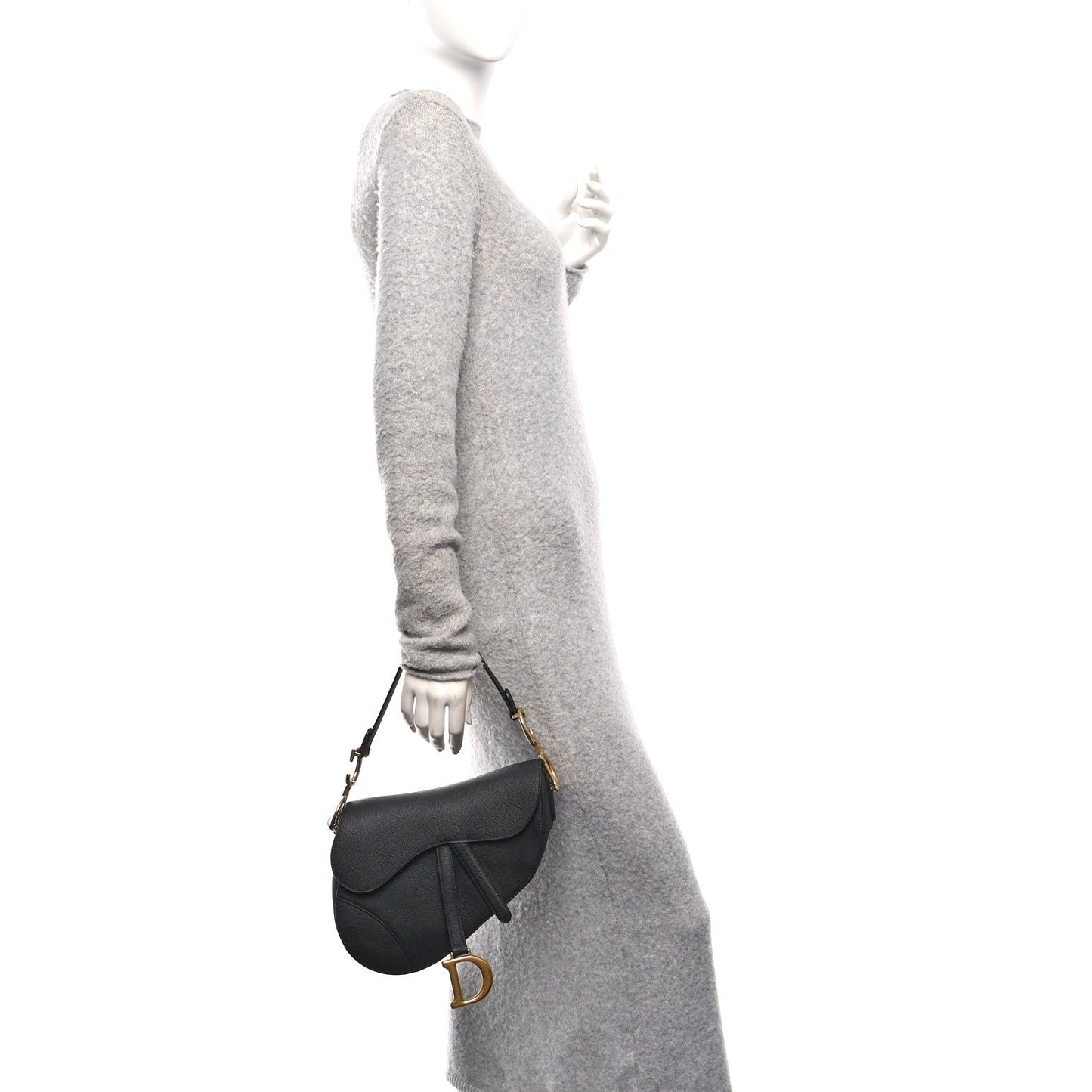 Grained Calfskin Saddle Bag Black