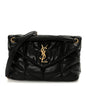 Lambskin Quilted Small Loulou Puffer Monogram Chain Satchel Black