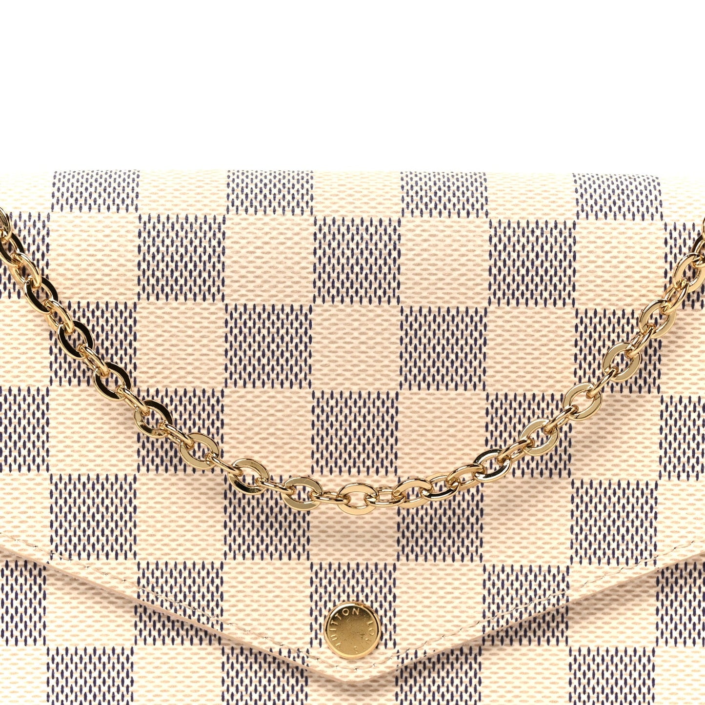 Damier Azur Pochette Felicie Chain Wallet Rose Ballerine