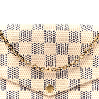 Damier Azur Pochette Felicie Chain Wallet Rose Ballerine