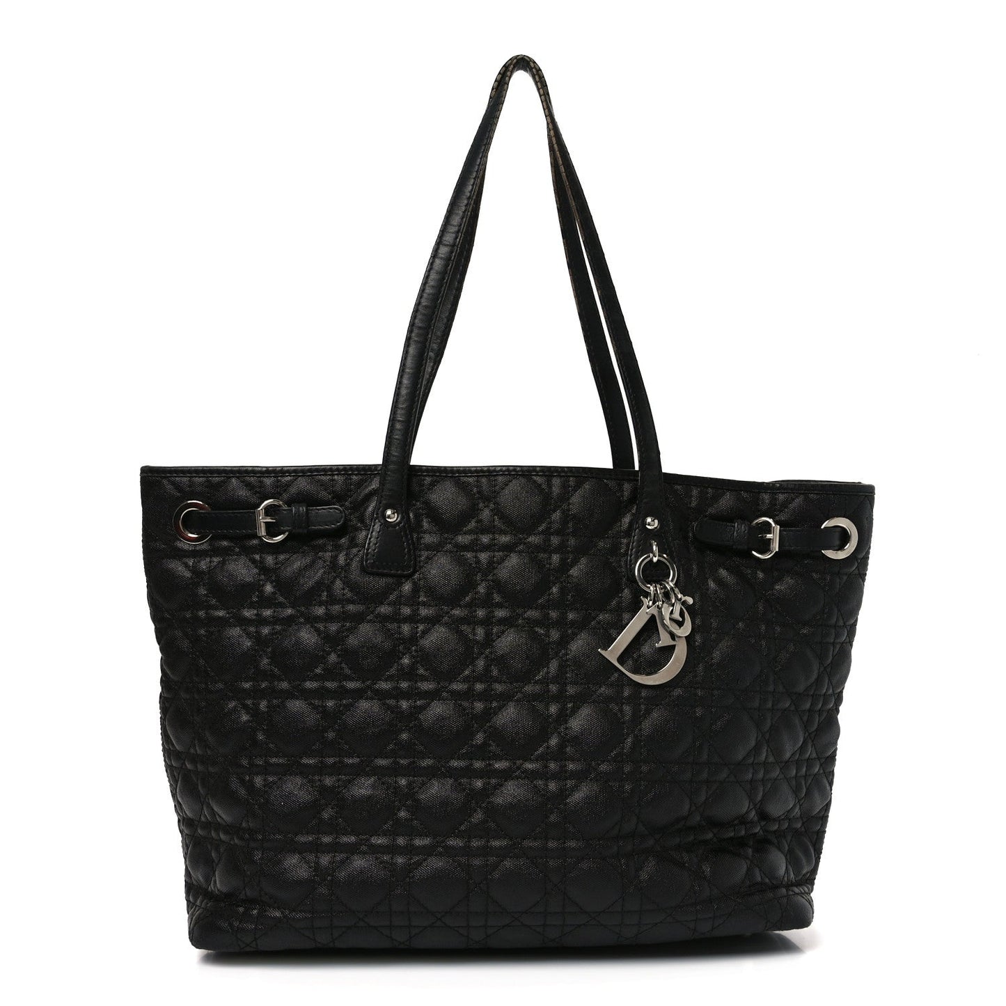 Coated Canvas Cannage Small Panarea Tote Black