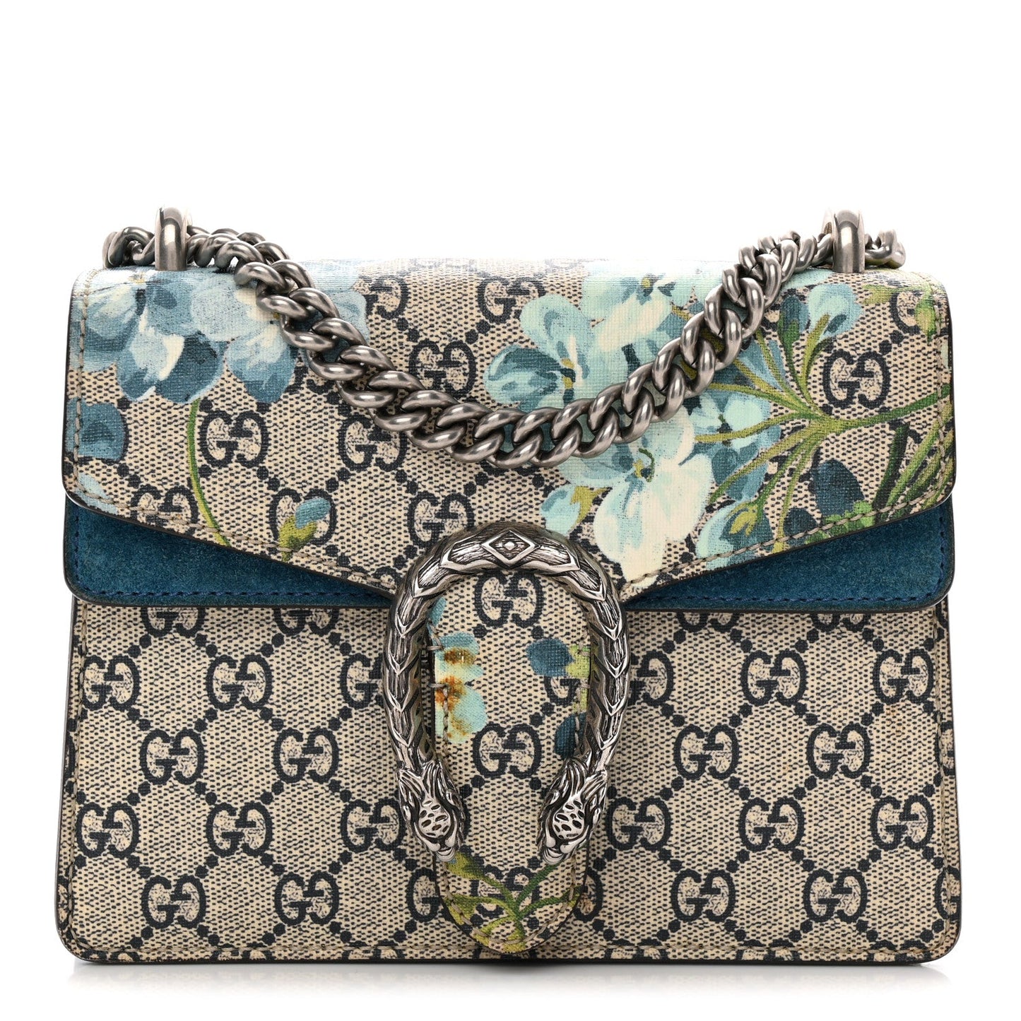 GG Supreme Monogram Blooms Mini Dionysus Shoulder Bag Beige Navy Vintage Blue