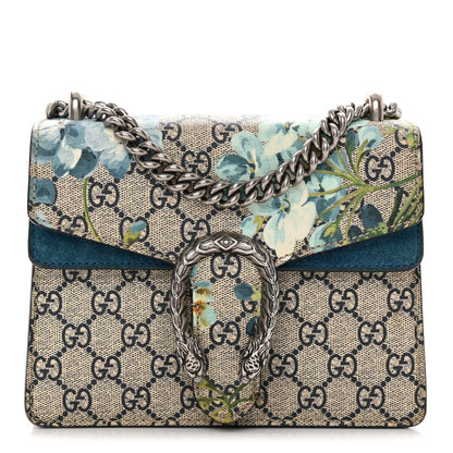 GG Supreme Monogram Blooms Mini Dionysus Shoulder Bag Beige Navy Vintage Blue