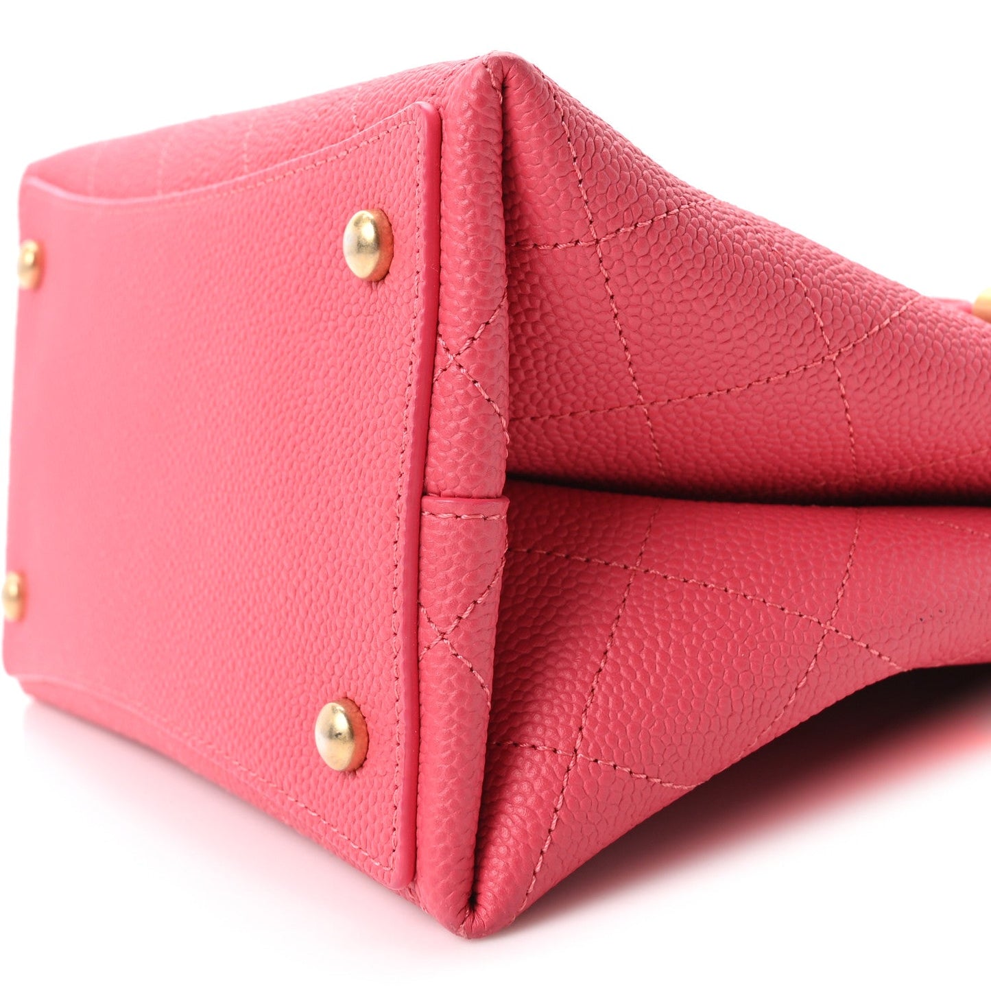 Caviar Quilted Fashion Therapy Bucket Drawstring Bag Dark Pink