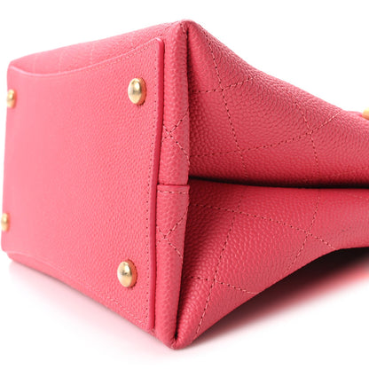 Caviar Quilted Fashion Therapy Bucket Drawstring Bag Dark Pink