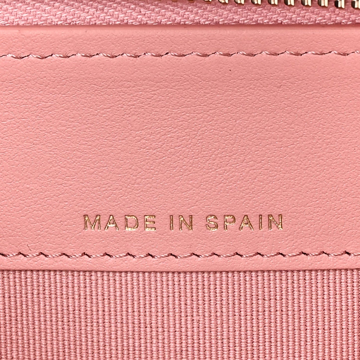 Caviar Quilted Phone Holder Wallet on Removable Chain Pink
